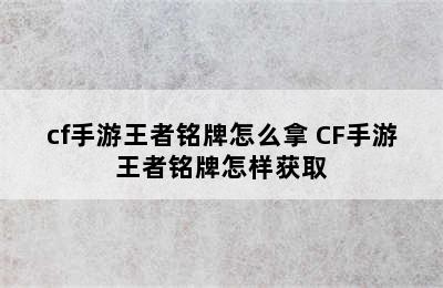 cf手游王者铭牌怎么拿 CF手游王者铭牌怎样获取